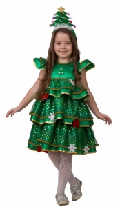 Детский карнавальный новогодний костюм Елочка «Малышка» для девочек