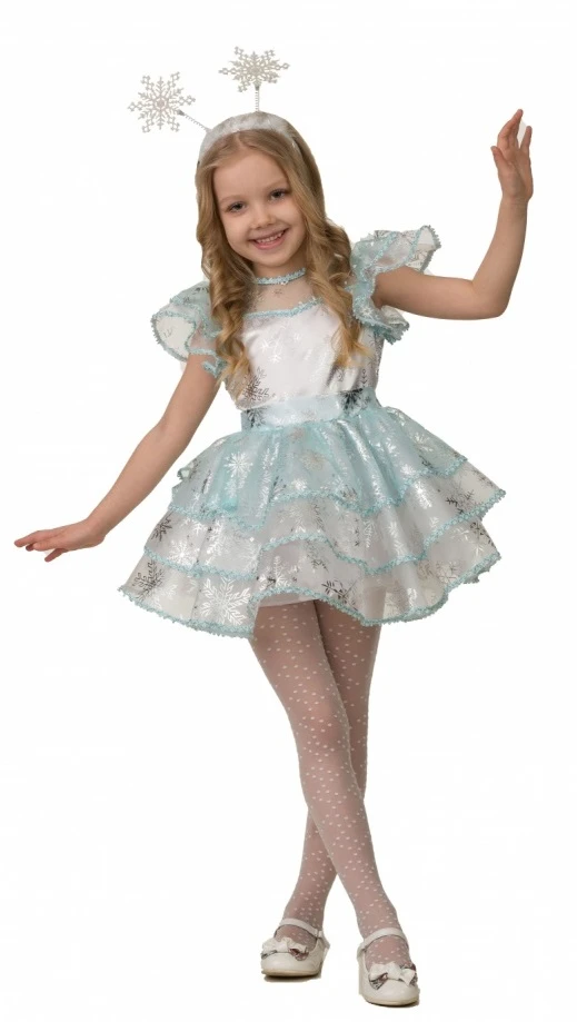 Детский карнавальный новогодний костюм Снежинка «Снежана» для девочек