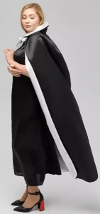 Карнавальный «Плащ» двусторонний чёрно-белый с воротником для взрослых