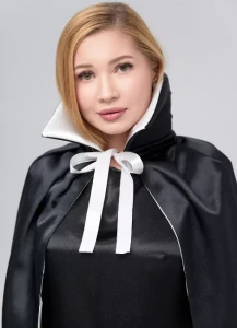 Карнавальный «Плащ» двусторонний чёрно-белый с воротником для взрослых