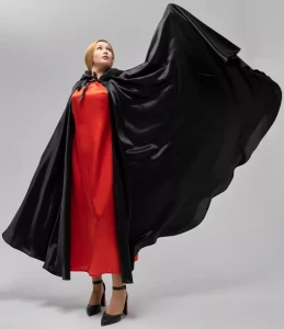 Плащ «Инферно» чёрный с капюшоном для взрослых