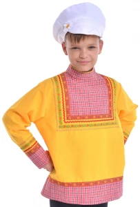 Детский Русский Народный головной убор «Картуз» (белый) для мальчиков