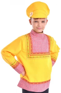 Детский Русский Народный головной убор «Картуз» (жёлтый) для мальчиков