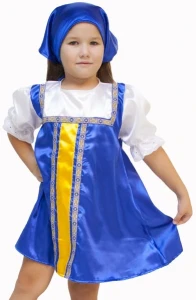 Детский карнавальный костюм «Плясовой» (синий) для девочек