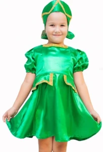 Детский карнавальный костюм Плясовой «Кадриль» (зелёный) для девочек