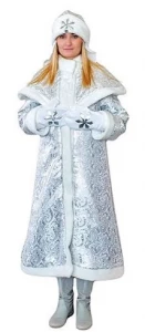 Карнавальный новогодний костюм Снегурочка «Царская» для взрослых