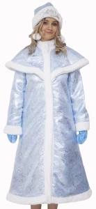 Новогодний костюм Снегурочка «Царская» (голубая) для взрослых
