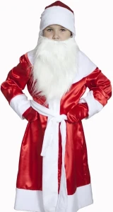 Детский новогодний костюм «Дед Мороз» красный (атлас) для мальчиков