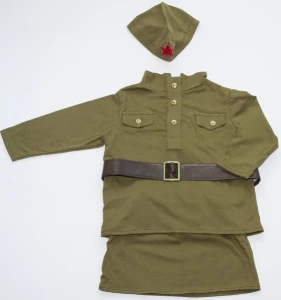 Детский Военный костюм «Солдаточка» времён ВОВ гимнастерка с юбкой для девочек