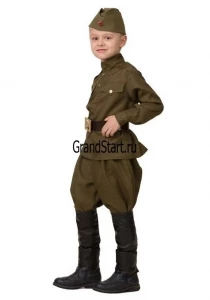 Военный костюм Солдат Великой Отечественной Войны - гимнастерка с брюками «Галифе» для мальчиков
