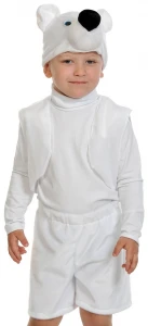 Детский карнавальный костюм Мишка «Белый» для мальчиков и девочек