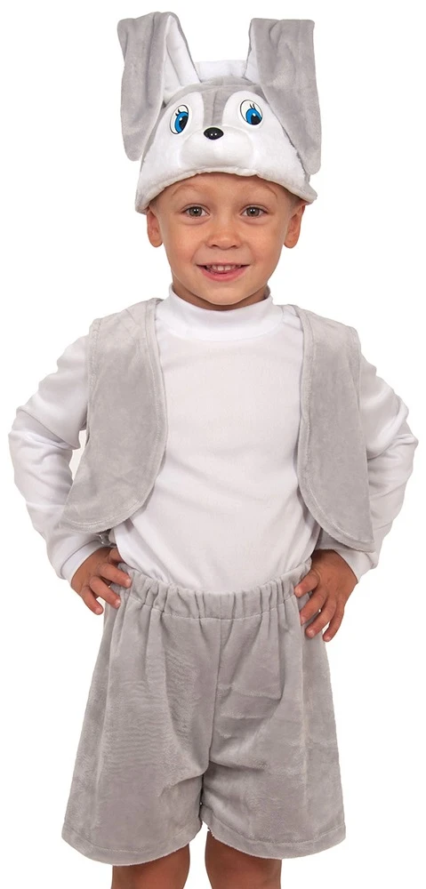 Детский карнавальный костюм «Зайчик» (лайт) серенький