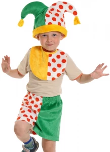 Детский маскарадный костюм «Скоморох» (лайт) для мальчиков и девочек