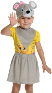 Детский карнавальный костюм «Мышка» серая (лайт) для девочек