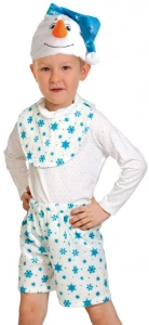 Детский новогодний карнавальный костюм «Снеговичок» (лайт) для мальчиков и девочек