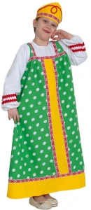 Детский карнавальный костюм «Алёнушка» (в зелёном) для девочек