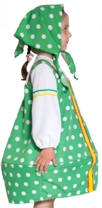 Детский карнавальный Национальный костюм «Матрешка» (зеленая) для девочек