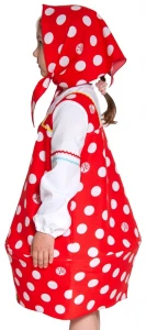 Детский карнавальный костюм «Матрешка» (красная) для девочек