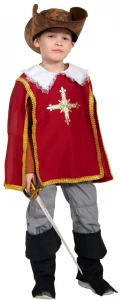 Детский карнавальный костюм «Мушкетер» (красный) для мальчиков