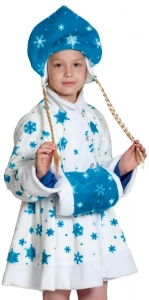 Детский новогодний костюм «Снегурочка» (белая) для девочек