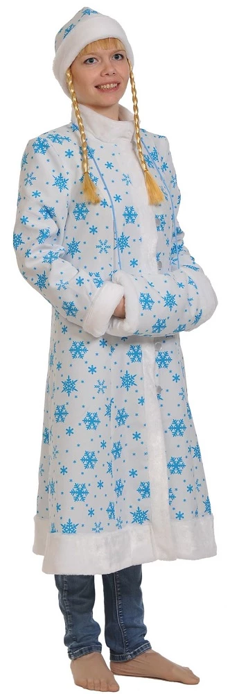 Карнавальный костюм «Снегурочка-миди» (белая) для взрослых