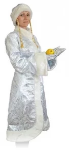 Карнавальный костюм «Снегурочка» (серебро) для взрослых