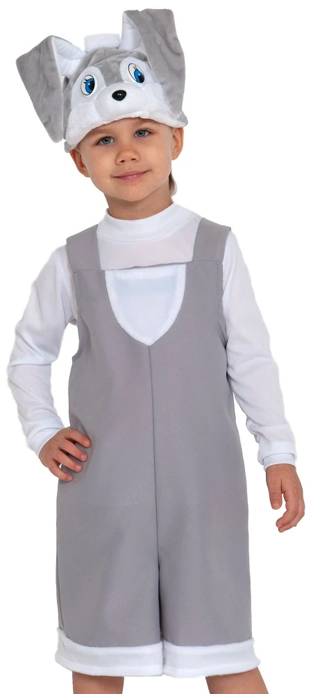 Детский маскарадный костюм «Зайчик» (серый) для мальчиков и девочек