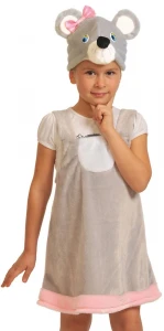 Детский карнавальный костюм «Мышка» серая (плюш) для девочек