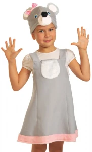 Детский карнавальный костюм «Мышка» серая для девочки