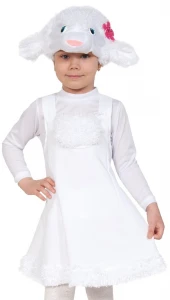 Детский карнавальный костюм «Овечка» белая для девочек