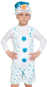 Детский новогодний карнавальный костюм «Снеговичок» (плюш) для мальчиков и девочек