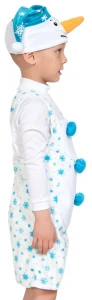 Детский новогодний карнавальный костюм «Снеговичок» (плюш) для мальчиков и девочек