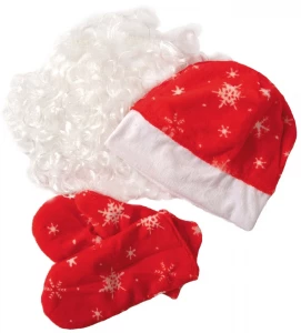 Новогодний Набор «Деда Мороза» (плюш) шапочка, рукавицы, борода для взрослых