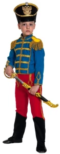 Детский карнавальный костюм «Гусар» сине-красный (замш) для мальчиков