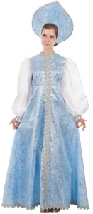 Карнавальный новогодний костюм «Снегурочка» в голубом для взрослых