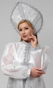 Новогодний костюм «Снегурочка» в белом для взрослых