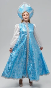 Карнавальный новогодний костюм «Снегурочка» голубая для взрослых
