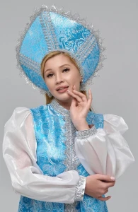 Карнавальный новогодний костюм «Снегурочка» голубая для взрослых