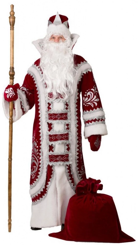 Карнавальный костюм Дед Мороз «Купеческий» (красный) для взрослых