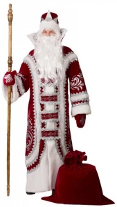 Карнавальный костюм Дед Мороз «Купеческий» (красный) для взрослых