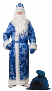 Костюм новогодний «Дед Мороз» синий для взрослых