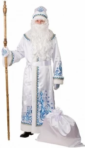 Карнавальный костюм «Дед Мороз» белый (сатин) для взрослых