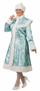Карнавальный костюм «Снегурочка» со снежинками (бирюза) для взрослых