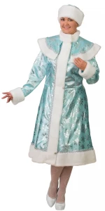 Карнавальный костюм «Снегурочка» со снежинками (бирюза) для взрослых