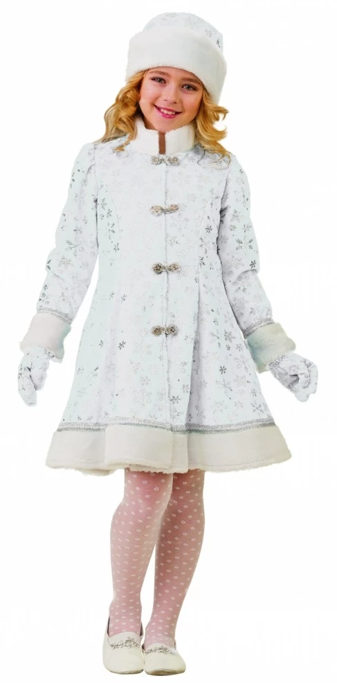 Детский новогодний костюм «Снегурочка» плюш (белая) для девочек