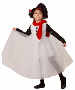 Детский карнавальный новогодний костюм «Снеговушка» для девочек