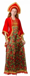 Карнавальный костюм Сударыня «Хохлома» (красный) для взрослых
