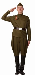 Военный костюм ВОВ «Солдат» мужской (с брюками галифе)