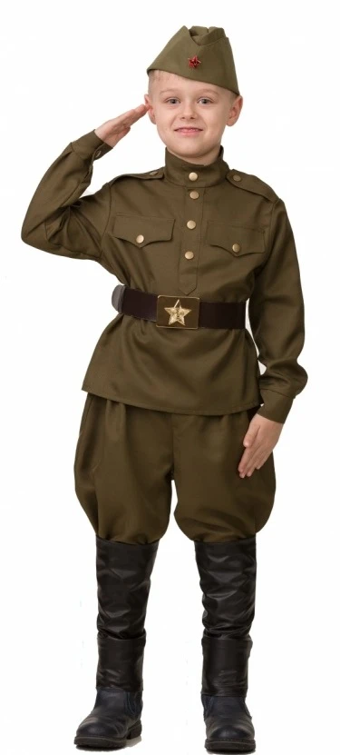 Военный костюм «Солдат» ВОВ с брюками «Галифе» для мальчиков (Хлопок)