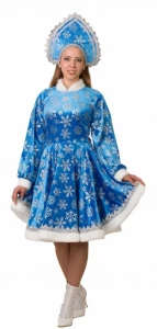 Новогодний костюм Снегурочка «Амалия» (голубая) для взрослых